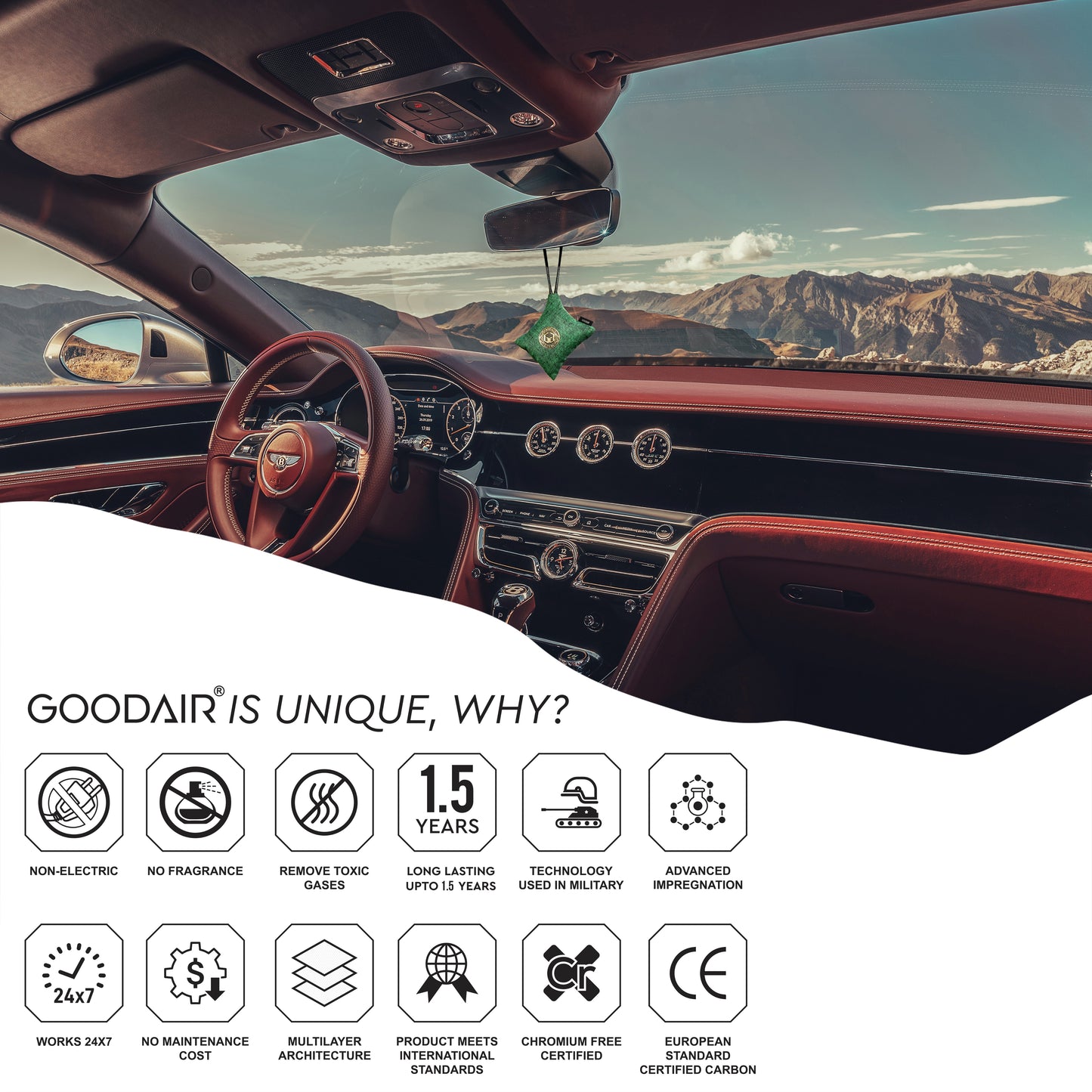 جهاز تنقية الهواء للسيارة غير الكهربائي PREMIUM 2.0 من GOODAIR | أخضر غابي