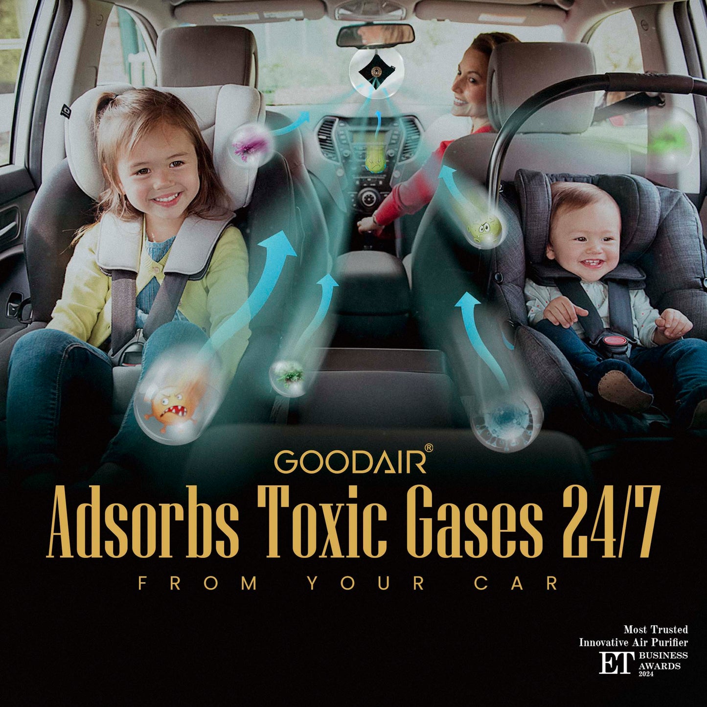 GOODAIR 2.0 Premium Non-electric Car Air Purifier | Super Black