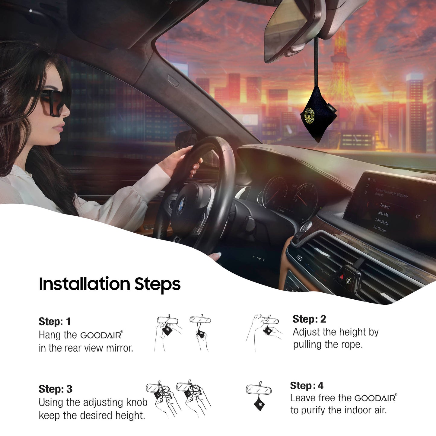 GOODAIR 2.0 Premium Non-electric Car Air Purifier | Super Black