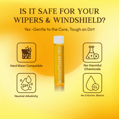 GOODAIR Clear Neo | Advanced Windshield Enhancer Concentrates for Cars | 6 Refills | No harmful Chemicals & Chlorine Bleach | Minimal Foam