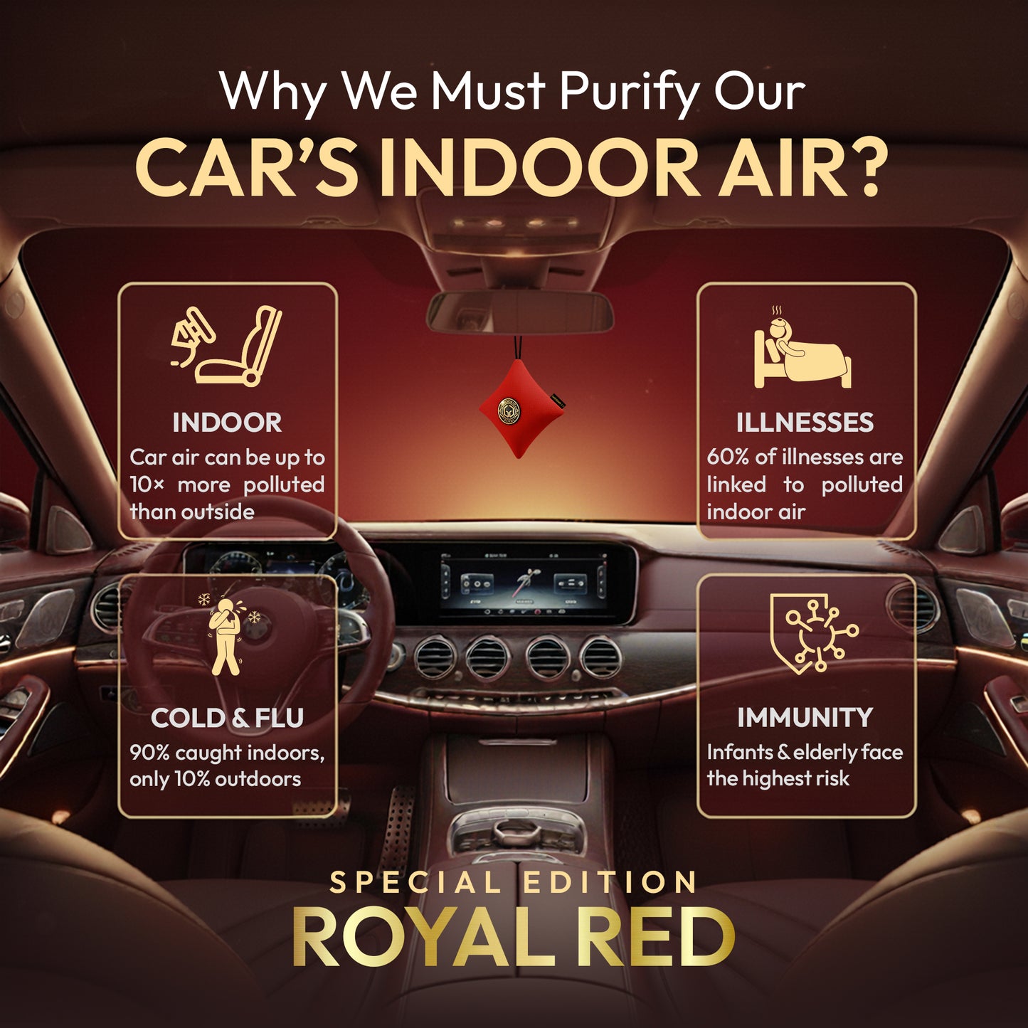 GOODAIR 2.0 Car Air Purifier | Special Royal Red